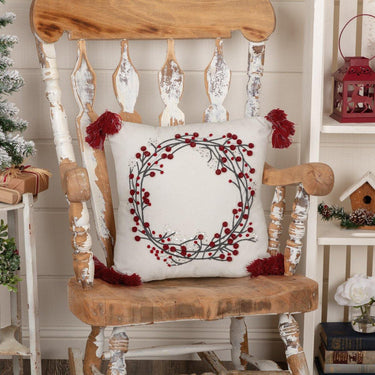 Wreath Pom Pom Pillow 18